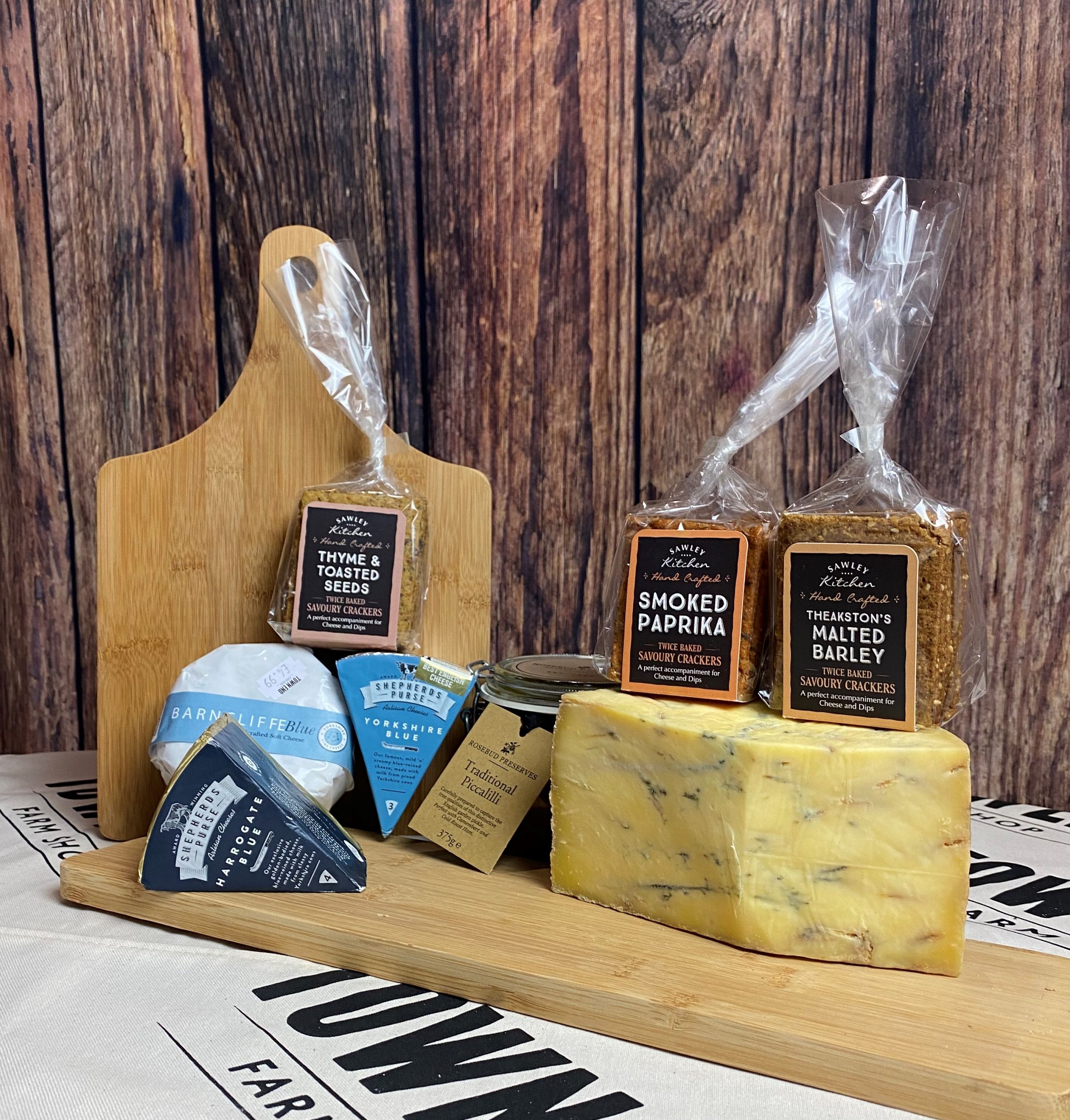 blue artisan cheese box